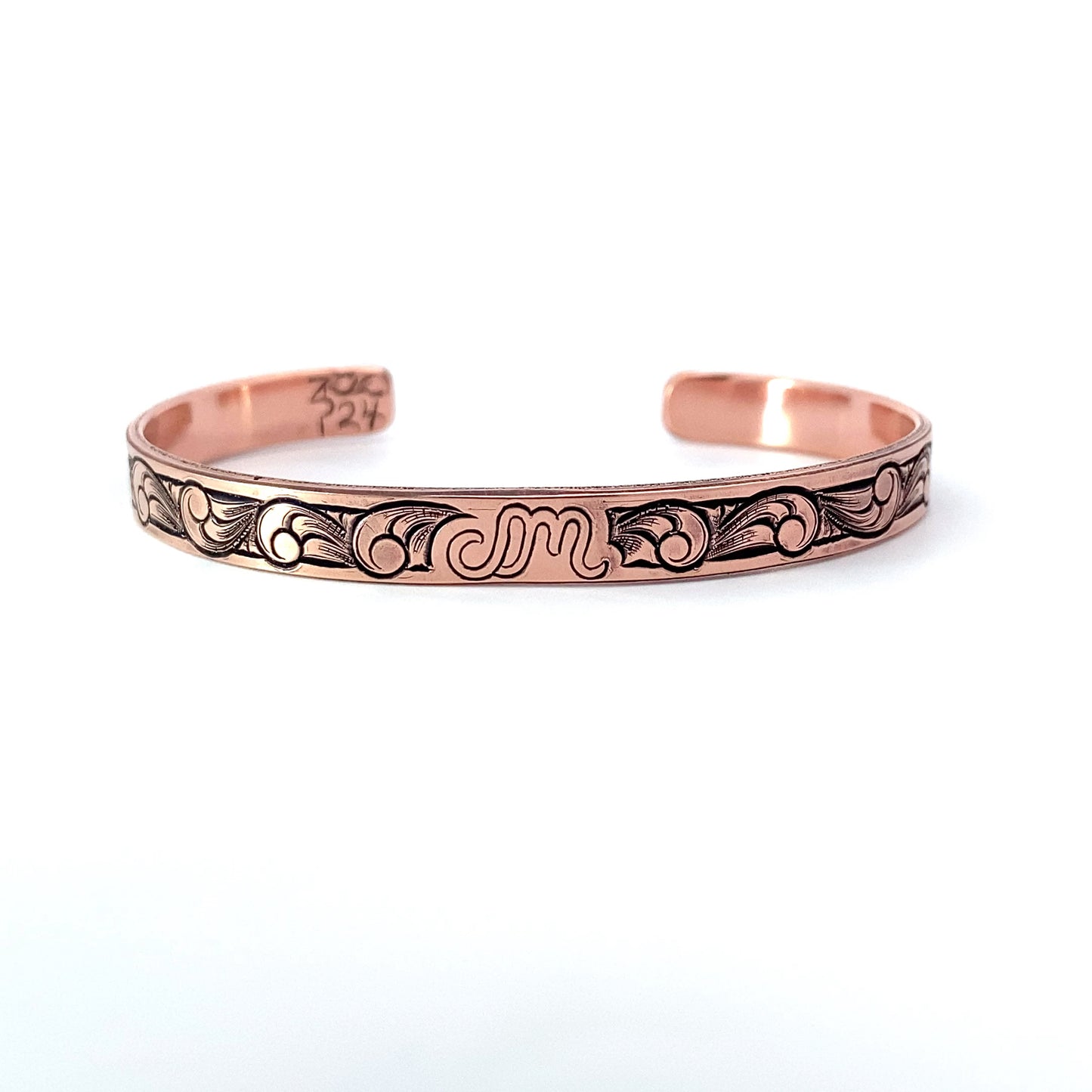 Copper Engraved Slim Fit Bracelet