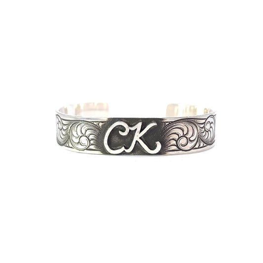 Classic Silver Cuff with Silver Initials or Brand